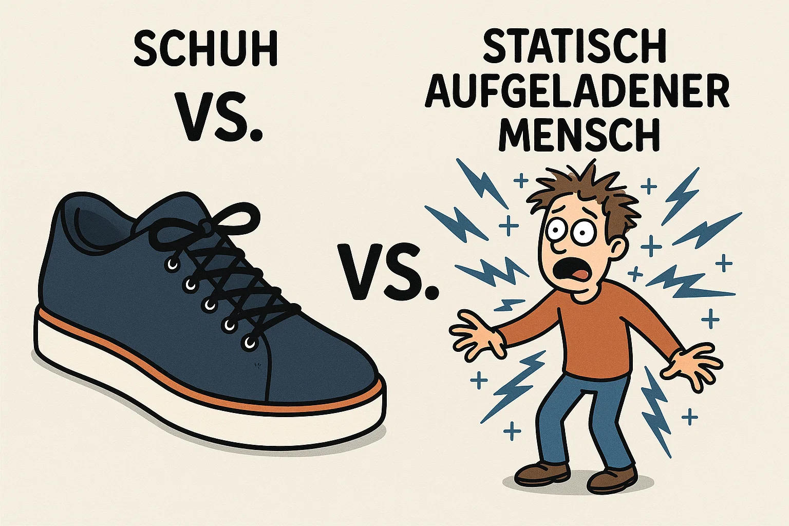 Schuh vs. statisch aufgeladener Mensch