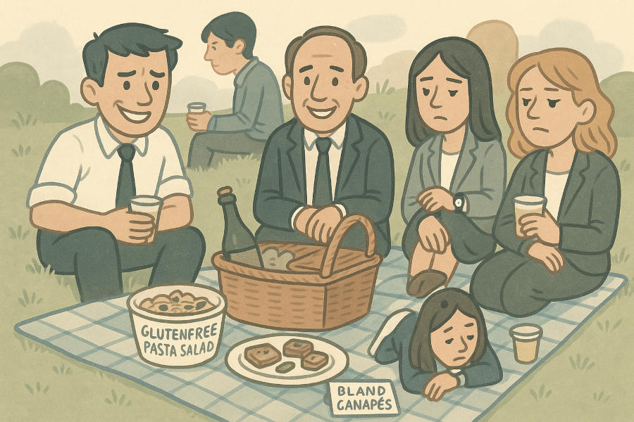 "freiwillige" Picknick-Szene