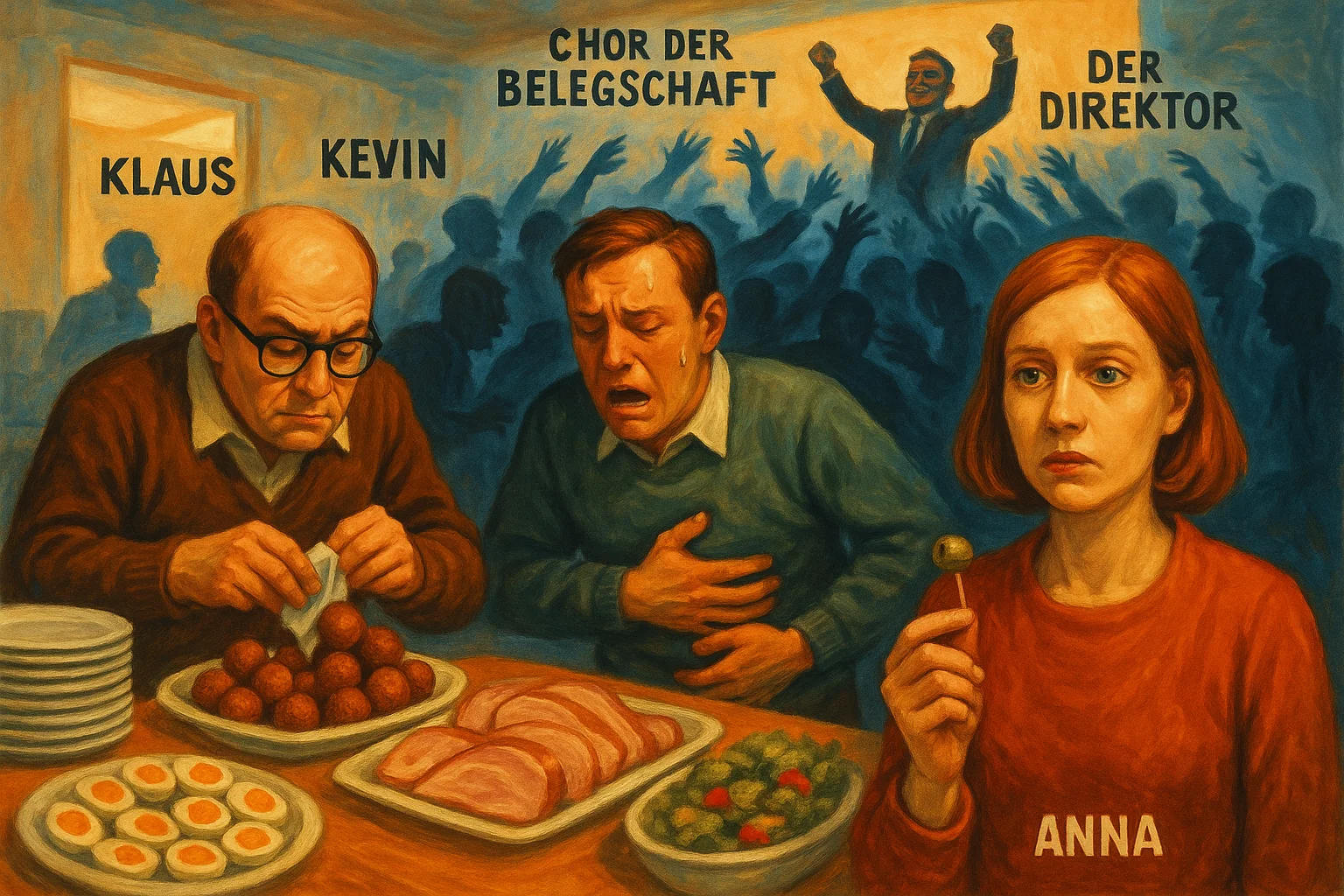 Buffet-Szene, Direktor im Hintergrund